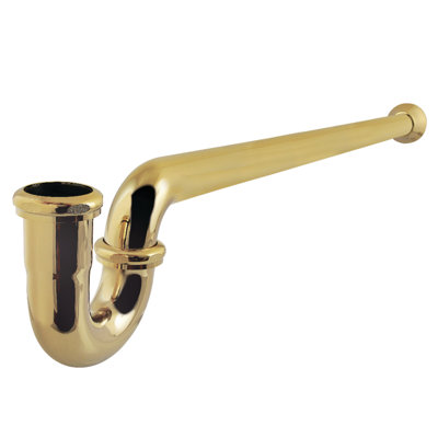 Kingston Brass Vintage 1-1/4 (or 1-1/2) x 1-1/2 Inch Decor P-Trap with Bell Flange, 24 Inch Length, 18 Gauge