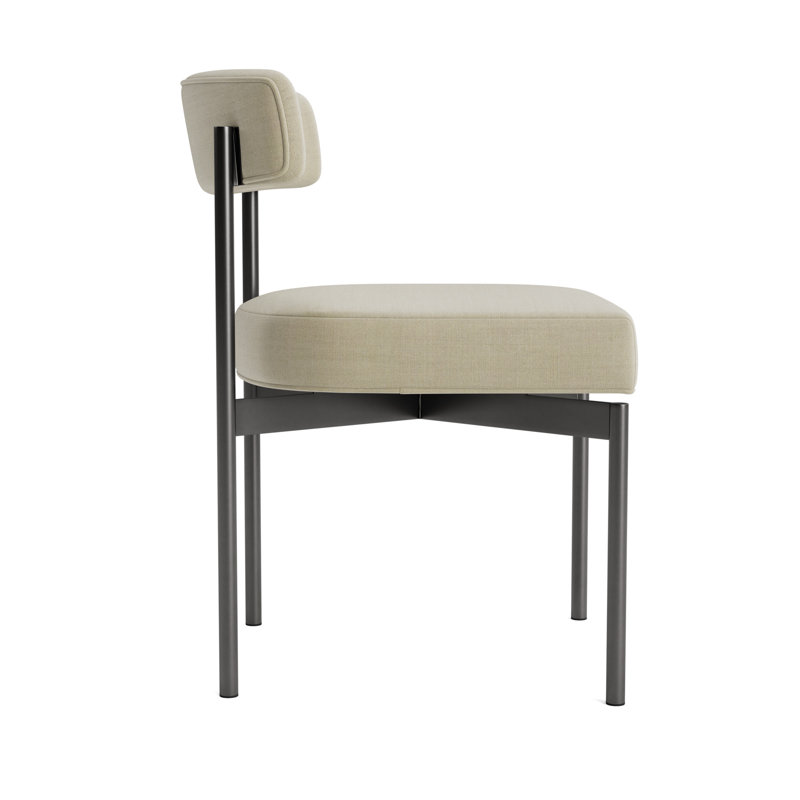 Remy Upholstered Dining Chair, Performance Linen - Flax, Pewter