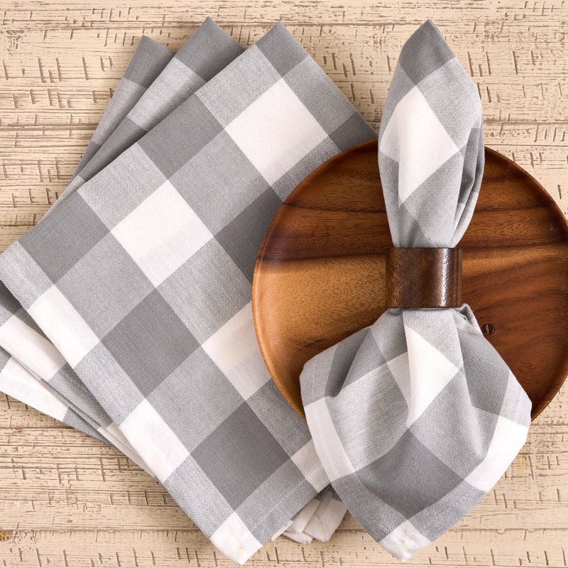 Ensemble de 4 serviettes à carreaux, Gris