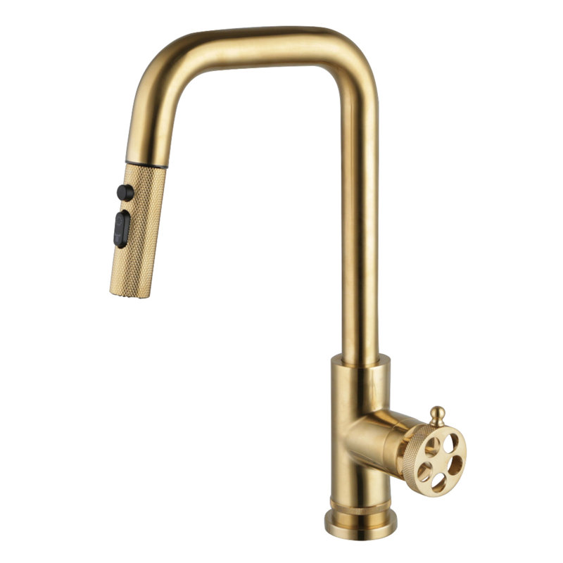 Robinet de cuisine à poignée simple Kingston Brass Wendell, Laiton brossé