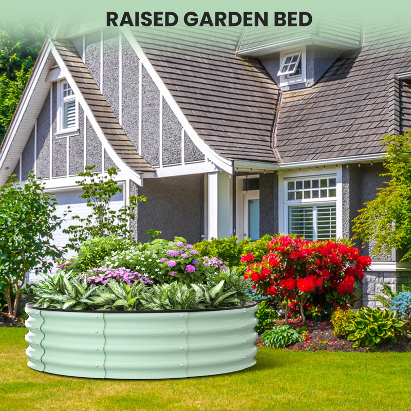 Metal Raised Garden Bed, 30cm H x 120cm W x 120cm D, Green
