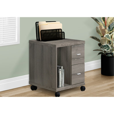Unité de tiroir de bureau contemporaine à roulettes - Taupe foncé et espace de rangement moderne