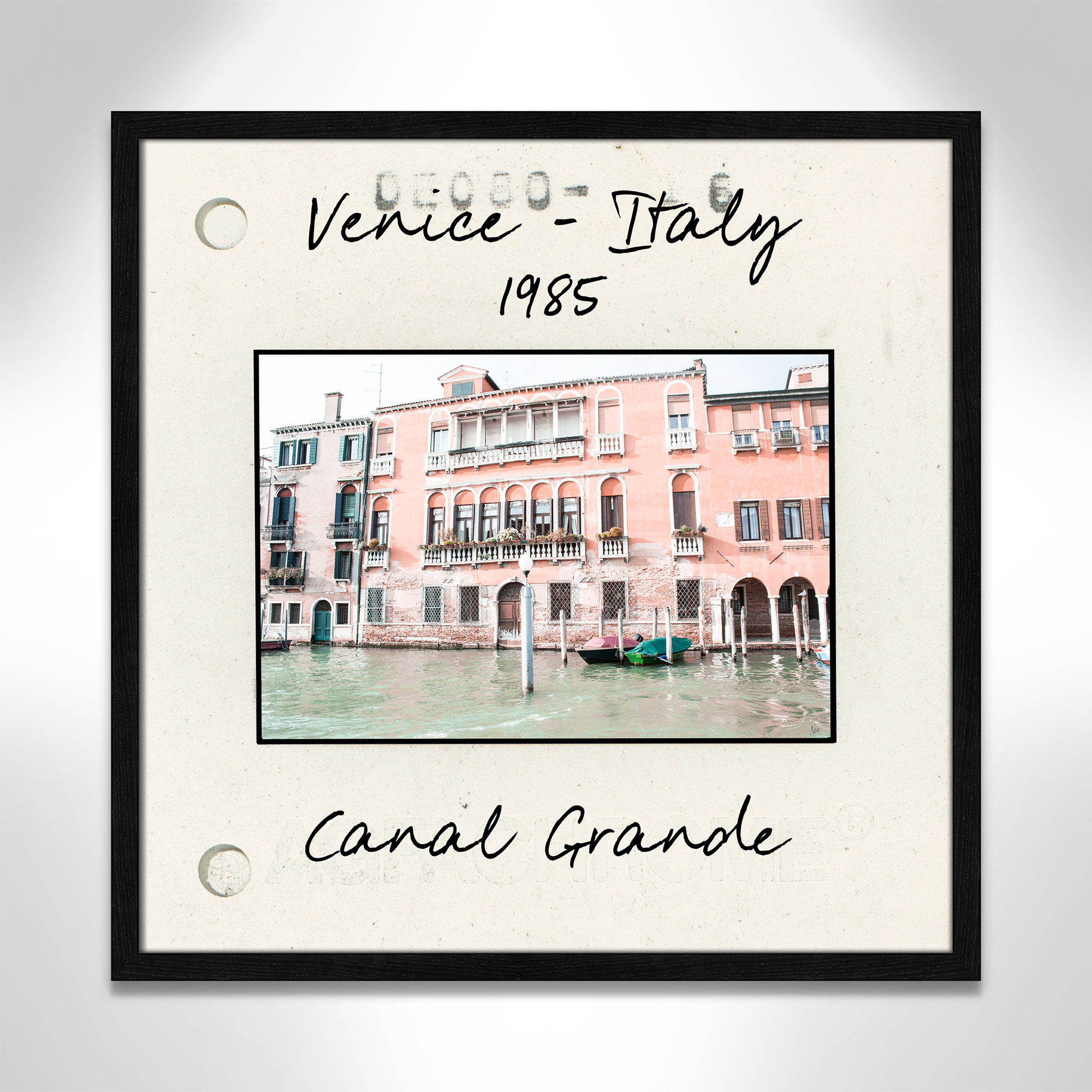 Venice, Italy - Grand Canal Print by Nan, 23.5" H x 23.5" W x 0.75" D, Black Single Picture Framed Paper