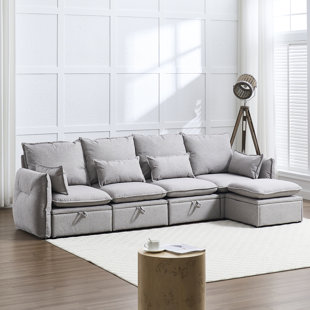 114" 5-Piece Sectional Sofa With Ottoman
