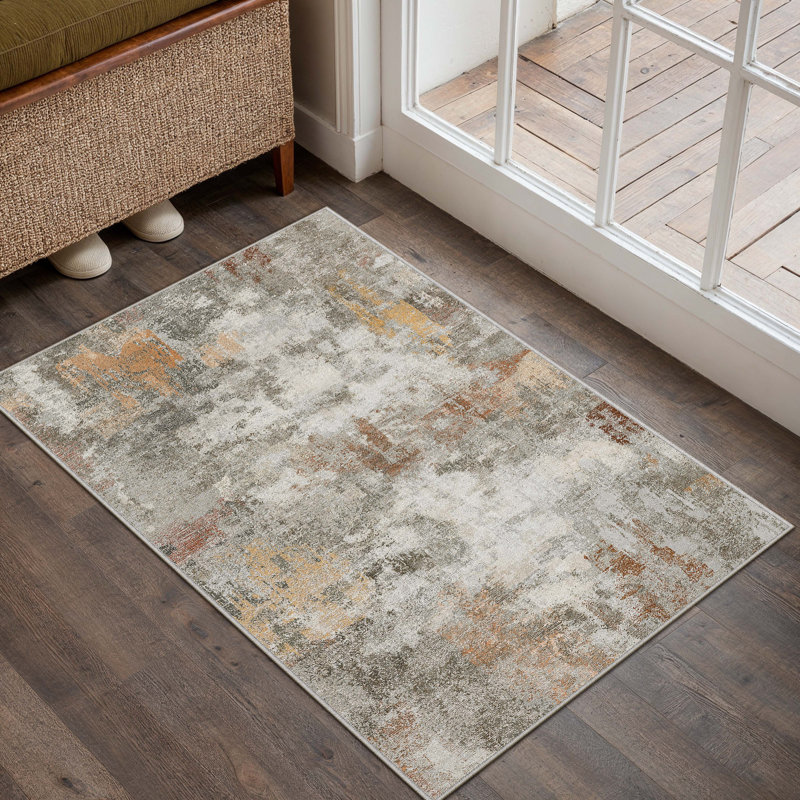 Tapis moderne lavable à la machine avec envers en caoutchouc antidérapant, Rectangulaire 2 pi x 3 pi
