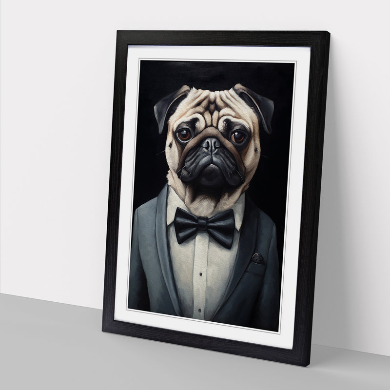 Pug Contemporary - Framed Print, Black , 46cm H x 34cm W x 2cm D