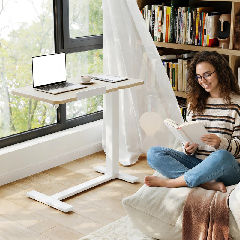 Steel Floating Desk, Natural wood color
