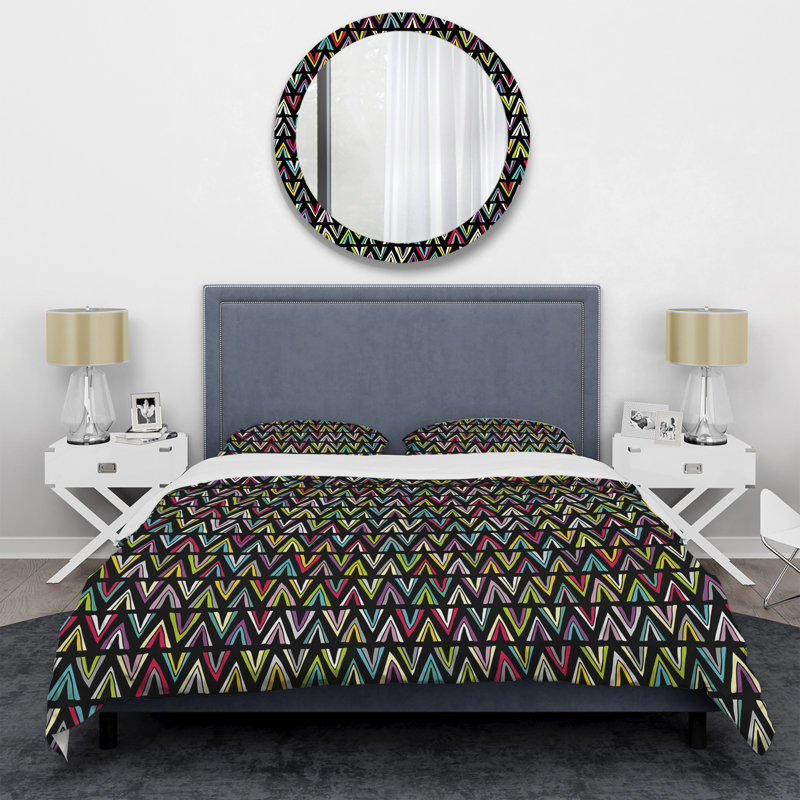 Ensemble de housse de couette en microfibre noir / rose / vert 3 pièces, Housse de couette simple + 1 taie décorative stan