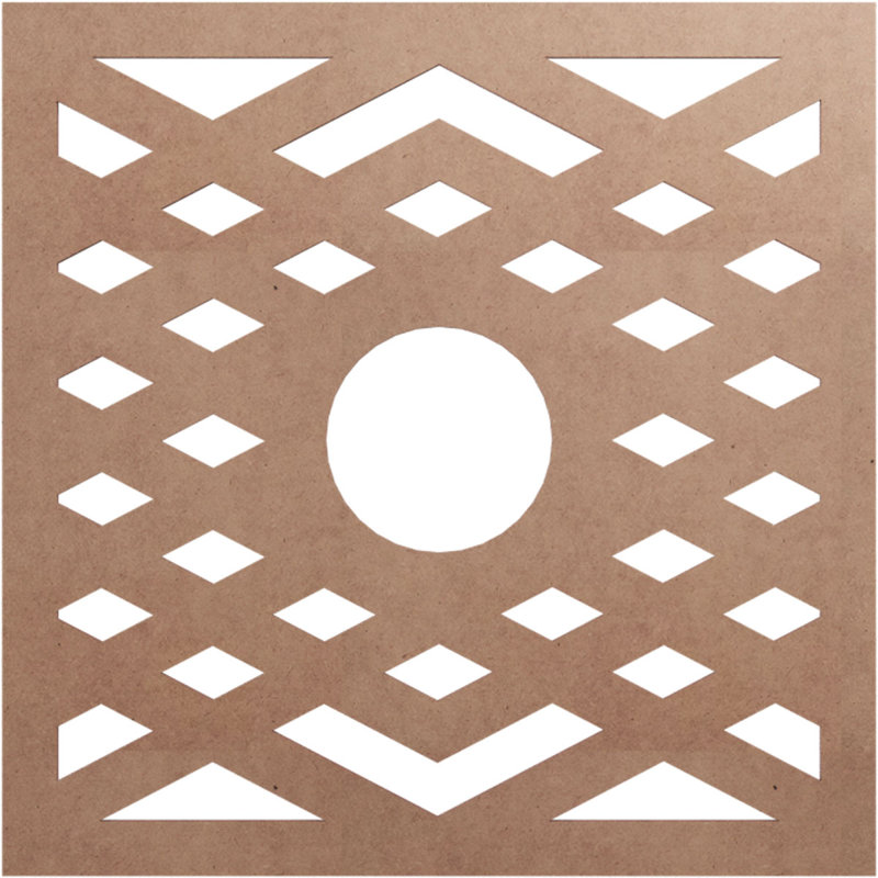 30"OD x 7 3/4"ID x 1/4"T Chevron Wood Fretwork Pierced Ceiling Medallion, Walnut, 26" H x 26" W x 0.38" D, Wood (Paint Grade)