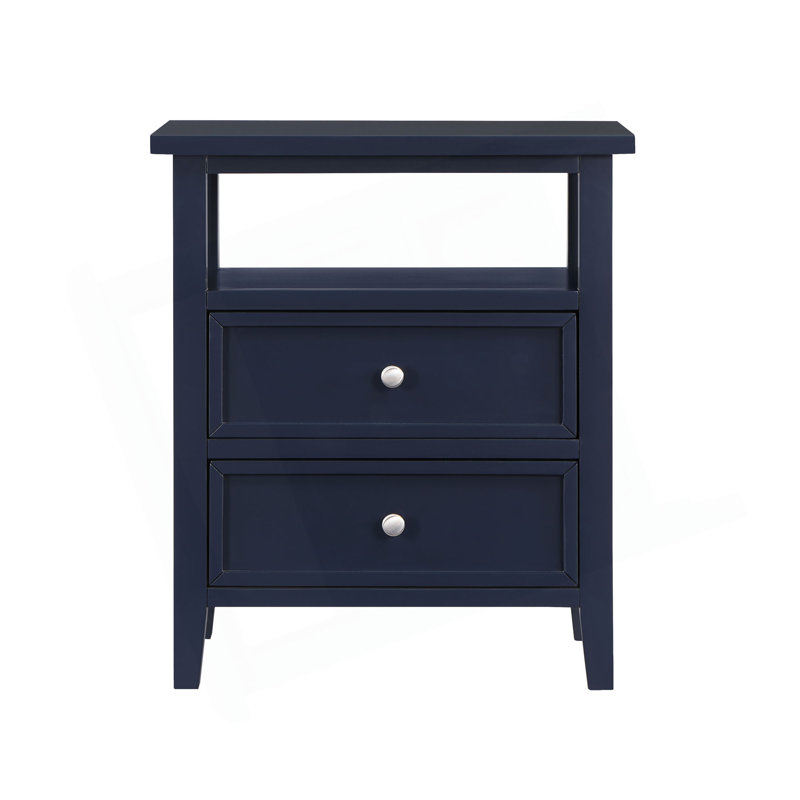 Weston 2 Drawer Nightstand, Dark Blue