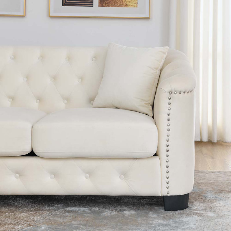 Canapé 2 places Janit, Velours beige