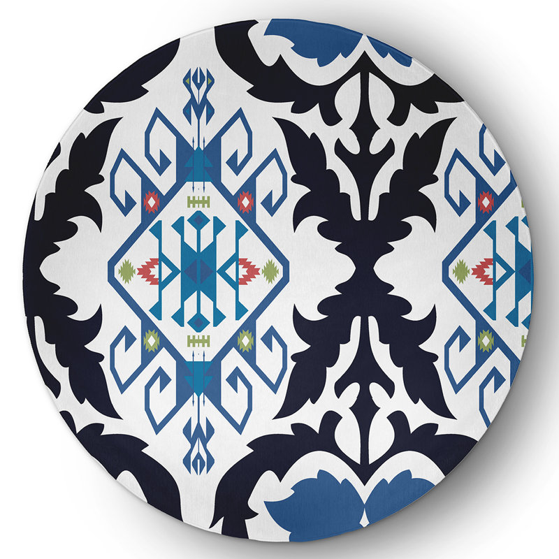 Chenille Abstract Indoor Rug, Round 5'