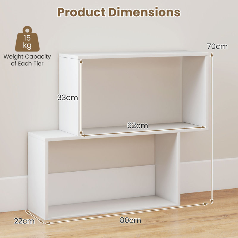 70cm H x 80cm W Geometric Bookcase, White