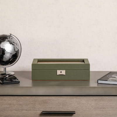 10 Slot Leather Watch Box  Luxury Case Display Jewelry Organizer  Locking Watch Display Case Holder