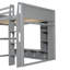 Lit mezzanine double en bois avec bureau, étagères à rangement multiples, DEL et support à vêtements suspendu, gris (ancien SKU: N7090001042E)