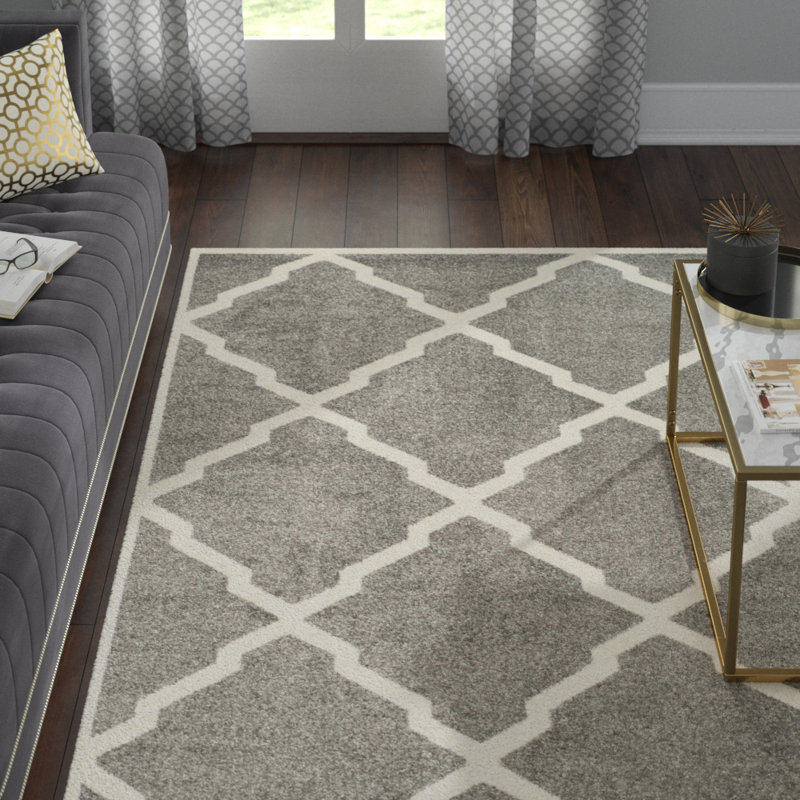 Ammundsen Geometric Dark Gray/Beige Indoor / Outdoor Area Rug, Rectangle 8' x 10'