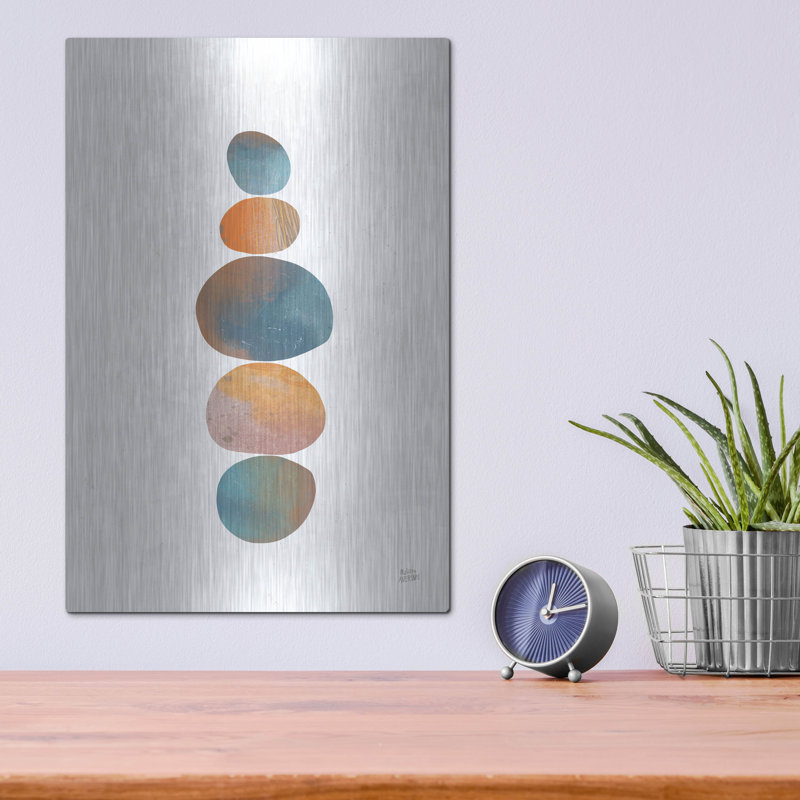«Collage Stones 3» par Melissa Averinos, art mural en métal, H 16 po x l 12 po