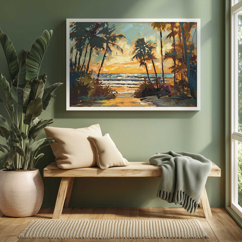 «Sunset Trail to Shore», reproduction encadrée, H 12,25 po x l 15,25 po, Chrome poli