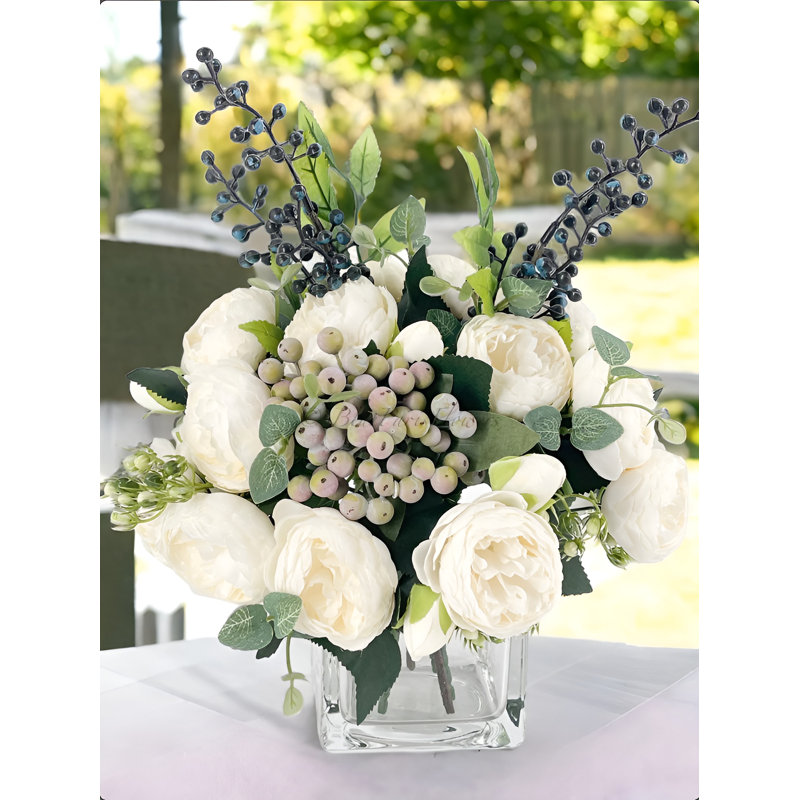 White Peonies/berries/blueberries Arrangement