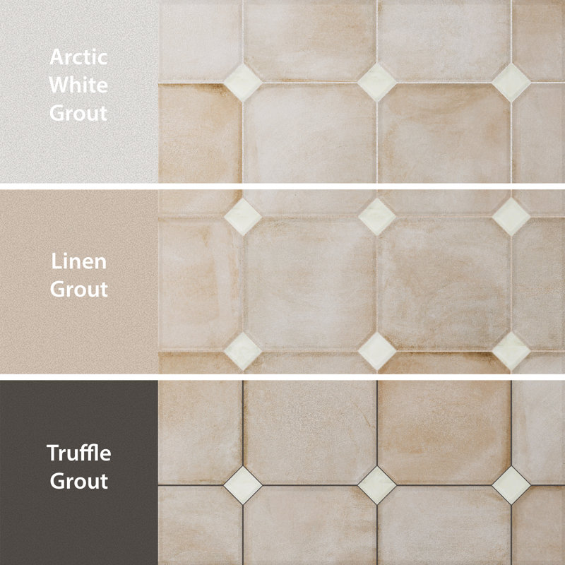 Laverton Octagon W/Taco 7-7/8 In. X 7-7/8 In. Porcelain Floor And Wall Tile, Beige/White
