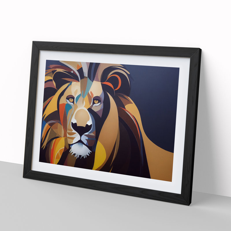 Intense Lion - Framed Print, Black, 46cm H x 64cm W x 2cm D