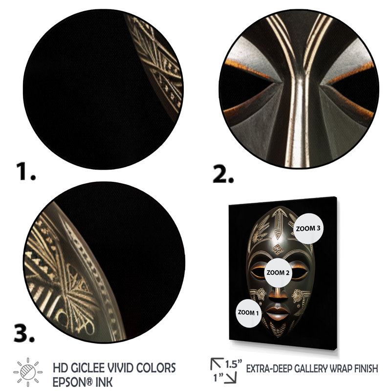 Masque africain traditionnel et ethnique V - art mural tribal africain, H 32 po x l 24 po x P 1 po, Encadrement argenté