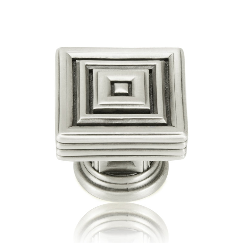 INNSBRUCK SQUARE KNOB ANTIQUE NICKEL FINISH, Silver, 1 1/3"