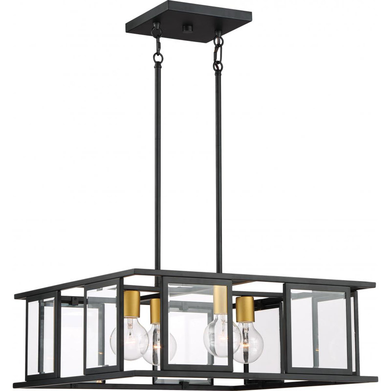 Lustre rectangulaire unique à 4 lumières Alliona