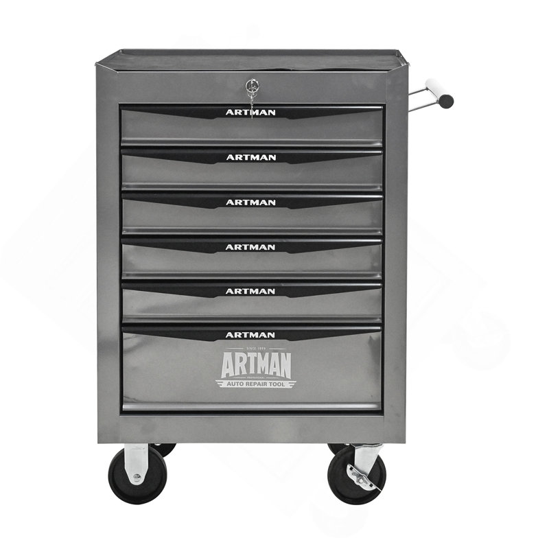 Coffre à outils roulant en métal avec 6 tiroirs, armoire à outils à 6 tiroirs de 20 po avec glissières à roulement à billes, coffre à outils en acier