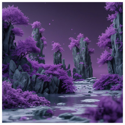 Purple Fantasy Landscape Double Sided Throw Pillows