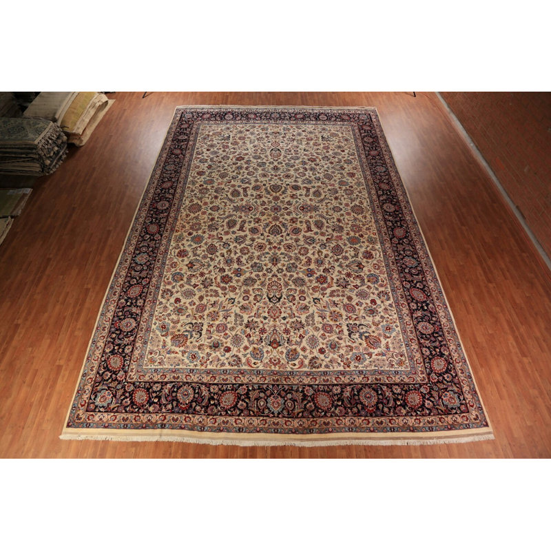 Tapis traditionnel floral à teinture végétale 13 x 20