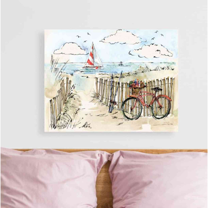 «Coastal Catch VI» par Anne Tavoletti, art mural sur toile, H 26 po x l 34 po x P 1,5 po