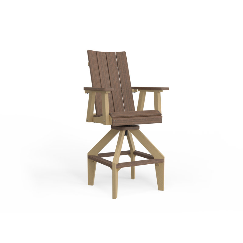 SOL Outdoor Bar Stool, Navy Blue, Brazilian Walnut