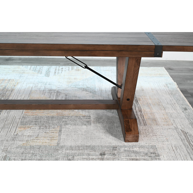 Table de salle à manger en bois d'acajou massif Ameet, Brun