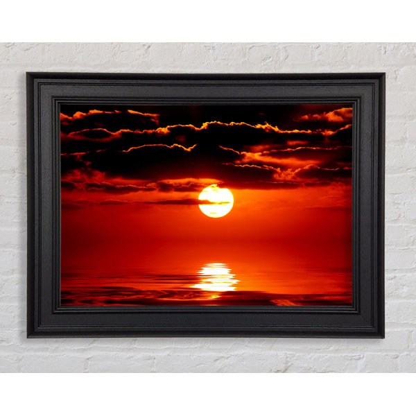 Ebern Designs Orange Sun Clouds Over The Ocean - Single Picture Frame ...