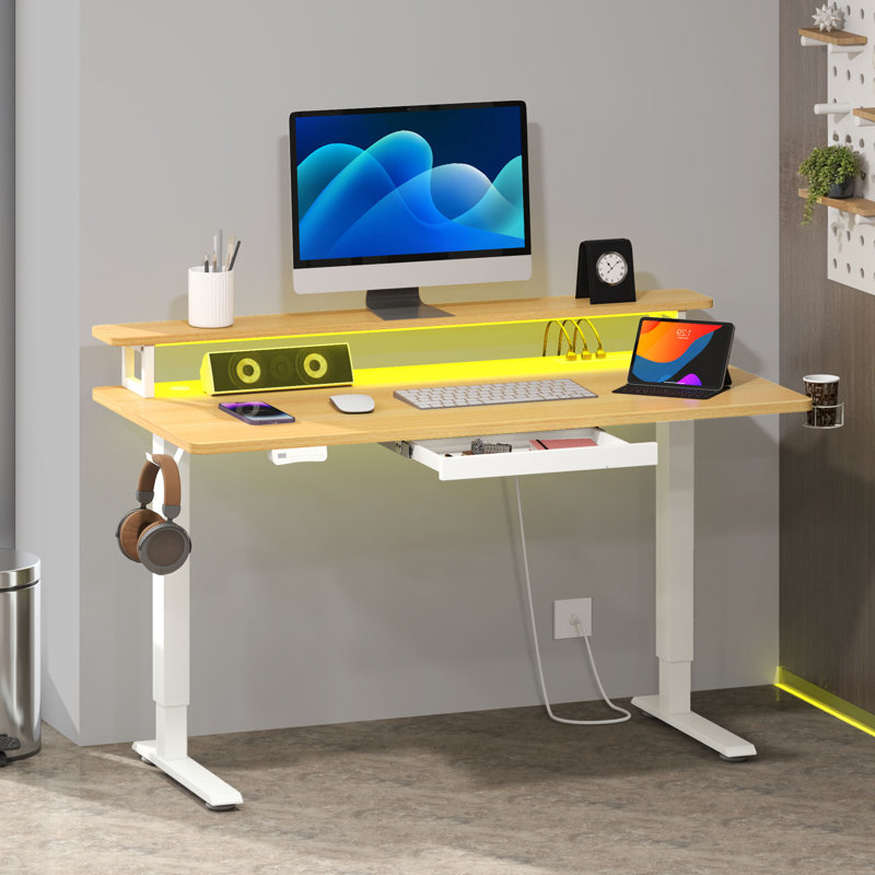 Bureau pour travailler debout à hauteur ajustable électrique, Noir, noir, noir, noir