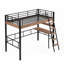 Lit mezzanine simple en métal avec bureau intégré Rangement - aucun sommier nécessaire, robuste!