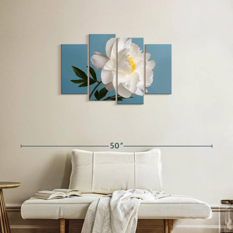 Harnek White Peony Flower, 22" H x 36" W