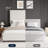 Upholstered Platform Bed With Modern Panel Headboard-986329940-986329937
