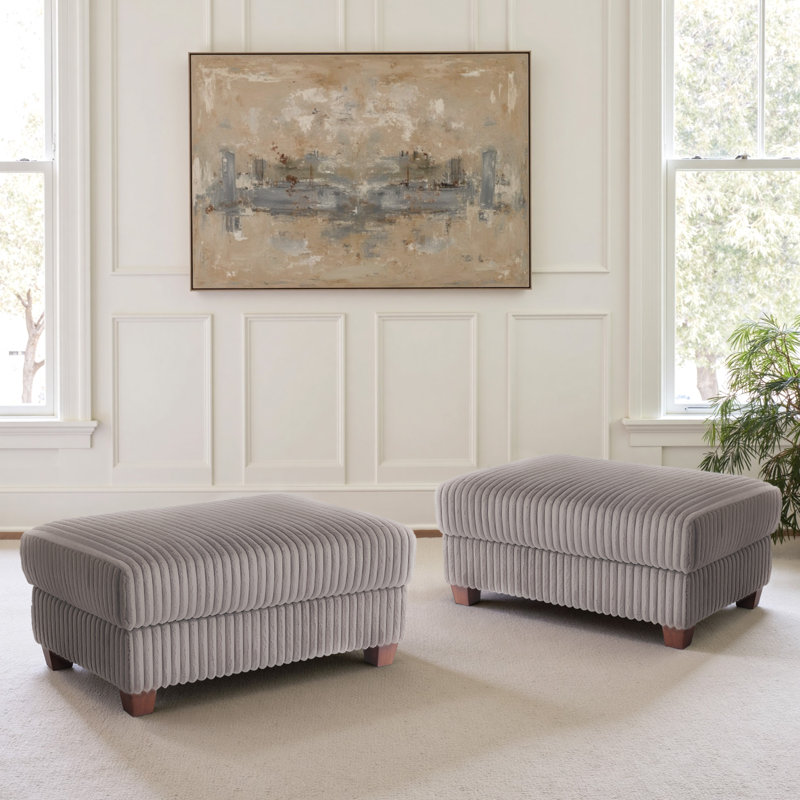 Modern Upholstered Faux Fur Square Ottoman(Set Of 2), Dark Camel