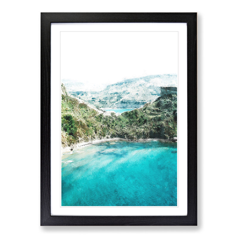 Golden Bay in Mellieha Malta - Picture Frame Painting, 36cm H x 27cm W x 2cm D, Black Framed