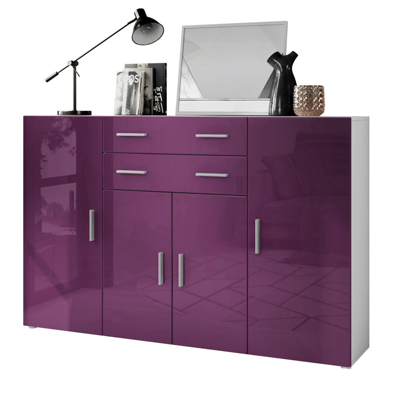 McCammon 166.5cm W 2 - Drawer Chest of Drawers, White/Blackberry