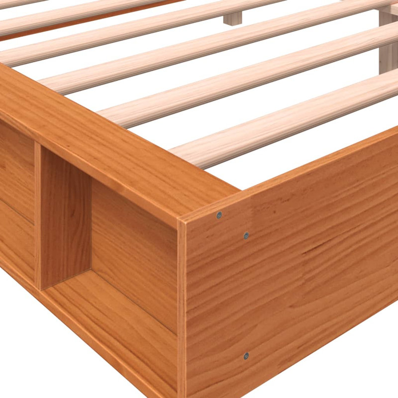 Friona Wood Platform Bed, 200 x 200 cm, Wax Brown