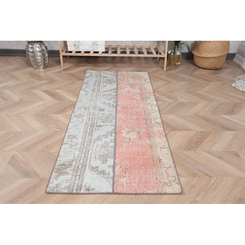 Authentic Vintage Turkish Rug with Intricate Red Patchwork Design Ideal for Entryway Decor