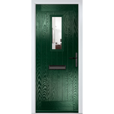 Crystal GRP Front door Sunningdale Anthracite Grey 920mm x 2090mm Open in Right hand Clear Glass