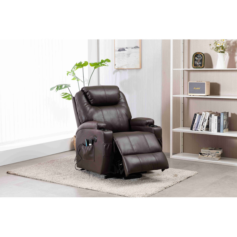 Fauteuil inclinable électrique en cuir Jesseca, Similicuir brun foncé