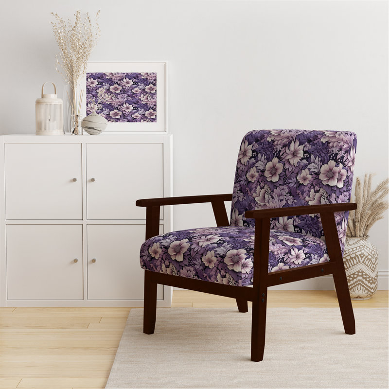 Eerie Elegance Moody Patterns - Upholstered Cottage Accent Arm Chair, Brown Square Arms