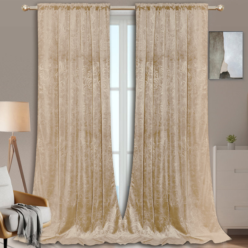 Jekhi Velvet Blackout Pair, Beige, 52" W x 88" L