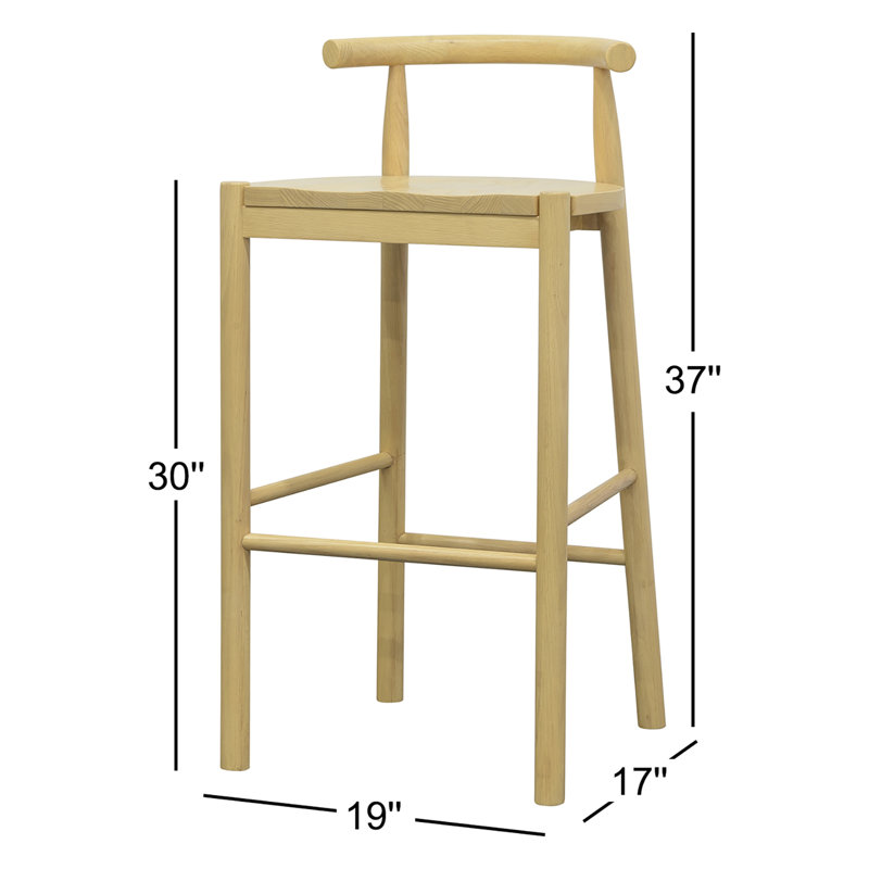 Davion Solid Wood 30" Bar Stool, Tan