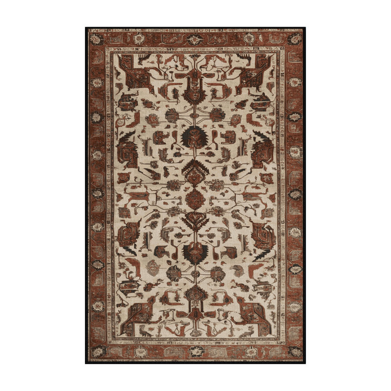 Machine Washable Persian Brown Area Rug, Rectangle 2' x 3'